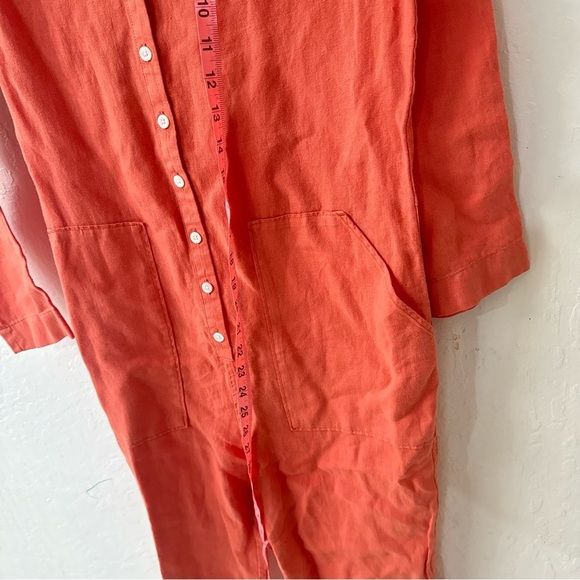 Outerknown Retrograde Linen Sunset Orange Pink Jumpsuit XS - Picture 10 of 11